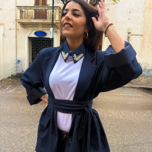 Blazer “Grace Belt” blu