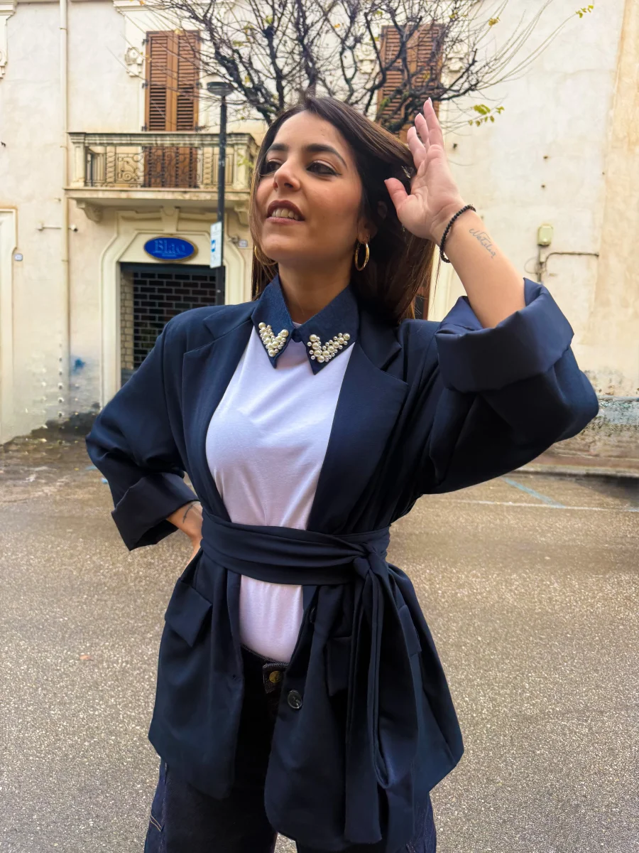 Blazer “Grace Belt” blu - immagine 2