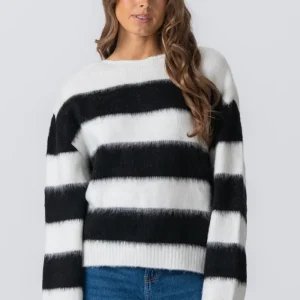 Maglione a maglia a strisce Celina - bianco/Nero