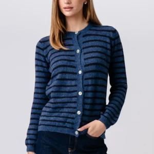 Cardigan lavorato a maglia a righe Crizette - Blu/Blu profondo