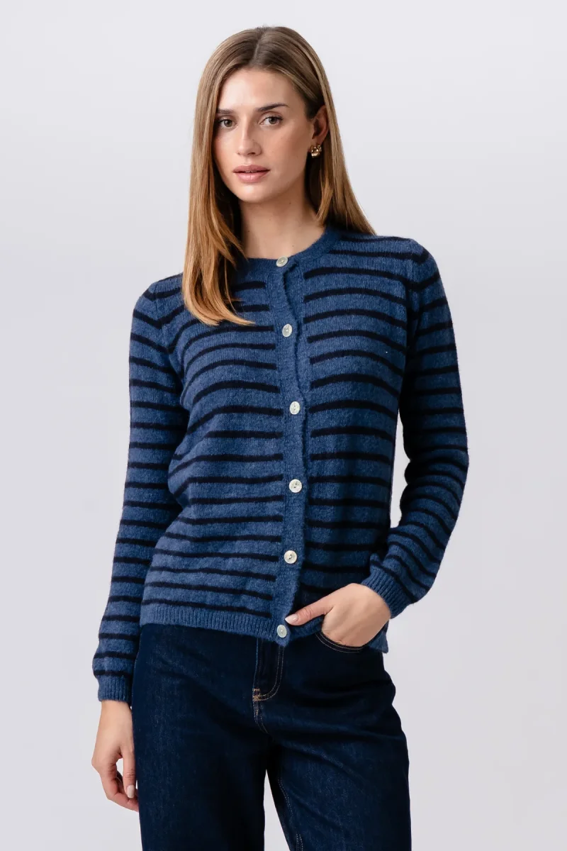 Cardigan lavorato a maglia a righe Crizette - Blu/Blu profondo - immagine 2