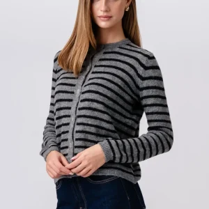 Cardigan in maglia a righe Crizette - Grigio/Nero