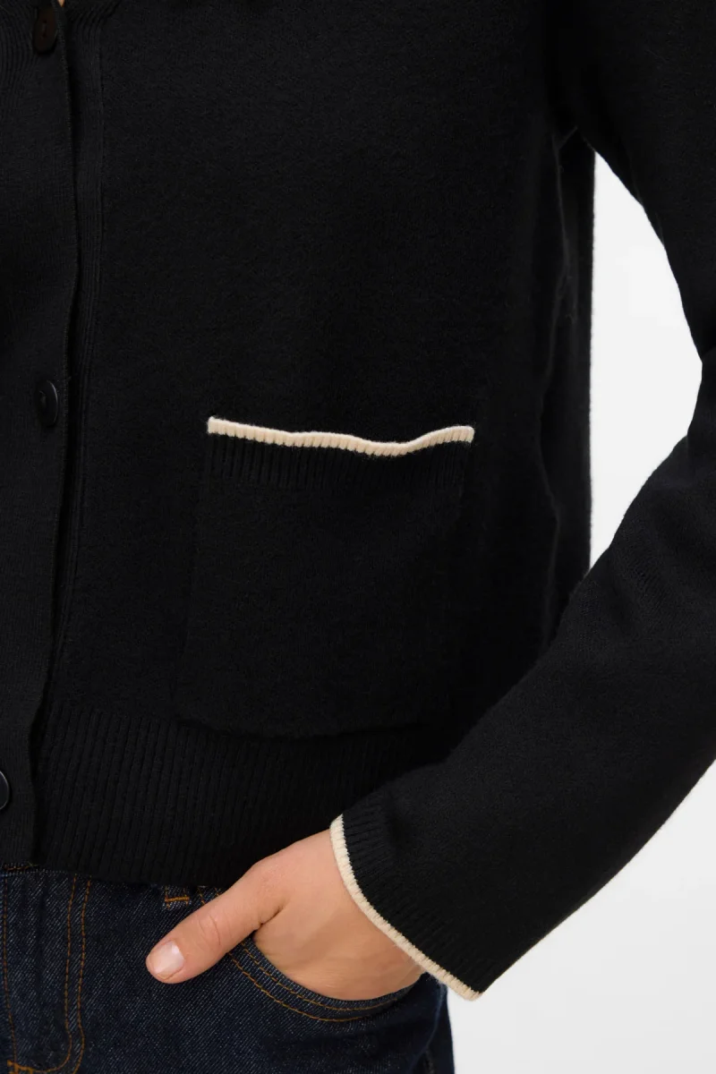 Cardigan dorato a contrasto con scollo a V - Nero W. Betulla - immagine 4