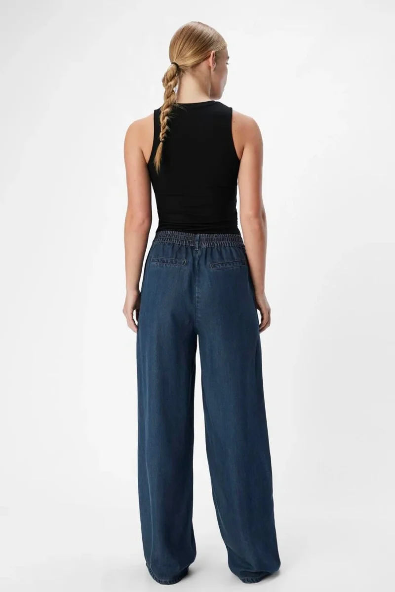 Frame Lisa larga Pants - lavaggio di risciacquo in denim blu scuro - immagine 4