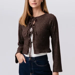 Camicetta Ivy Tie lavorata a maglia - Marrone