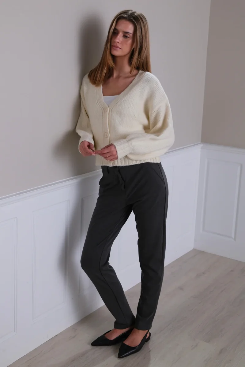 Cardigan con scollo a V - Ecru - immagine 4