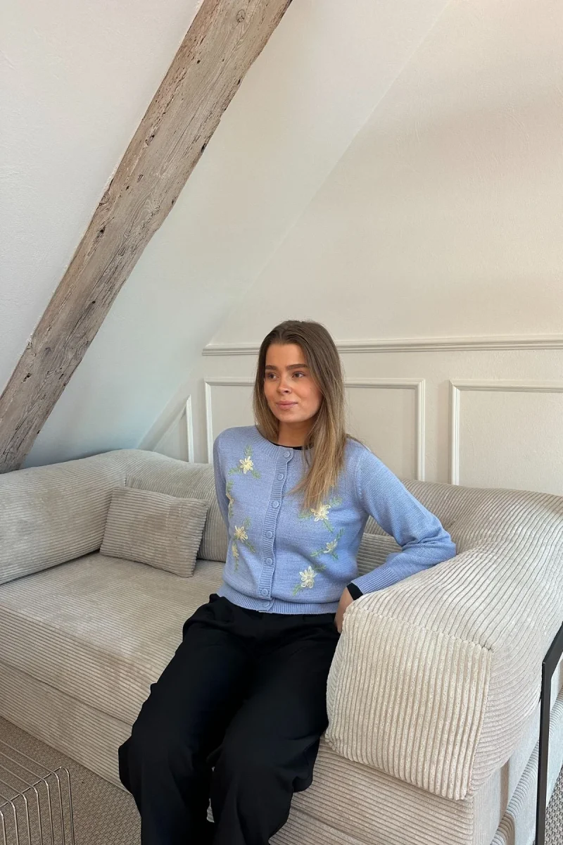 Cardigan con scollo a O Camille - Blu Brunnera - immagine 3