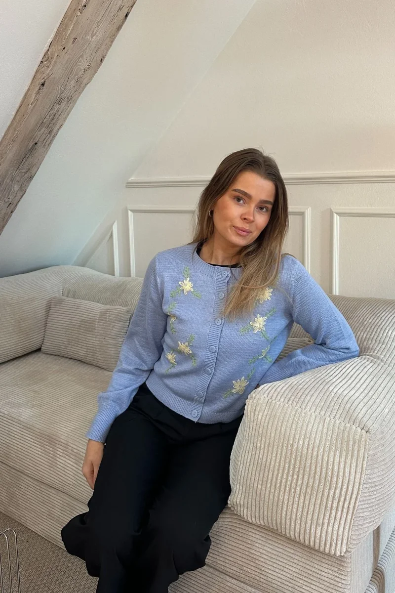 Cardigan con scollo a O Camille - Blu Brunnera