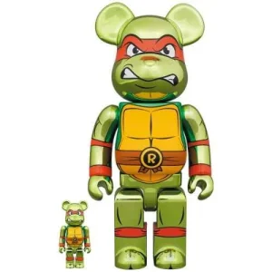 BEARBRICK 100% 400% TMNT RAPHAEL CHROME