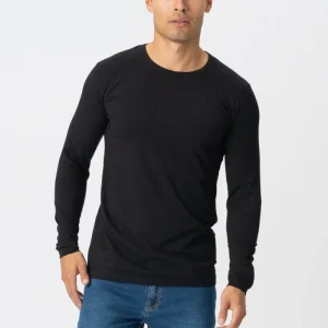 T-shirt muscolare a maniche lunghe-nero