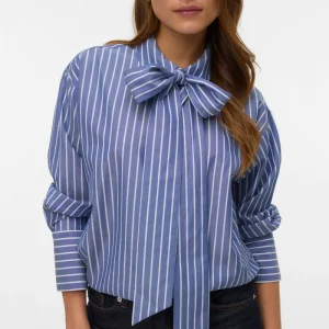 Camicia con fiocco Islunn - Denim scuro Bianco come la neve