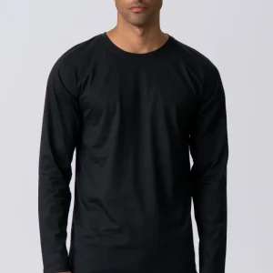 T-shirt di base a maniche lunghe-nero