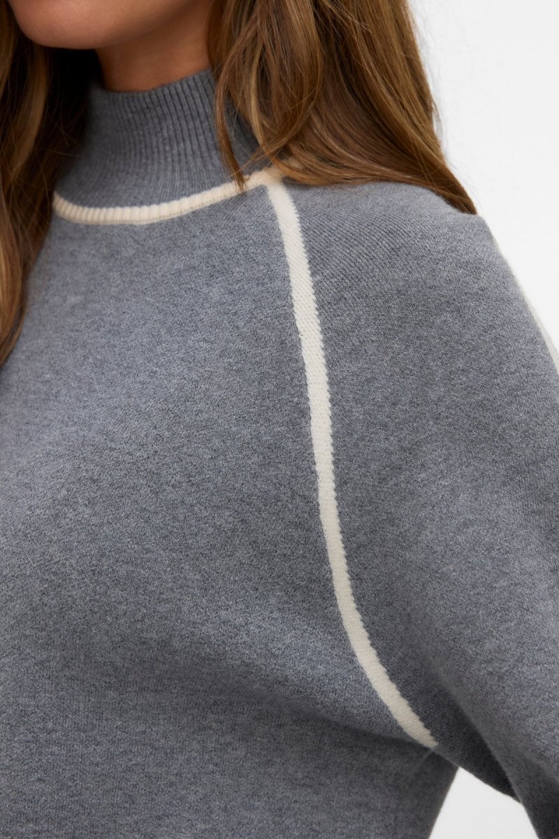 Pullover a collo alto dorato - Grigio medio con betulla - immagine 4