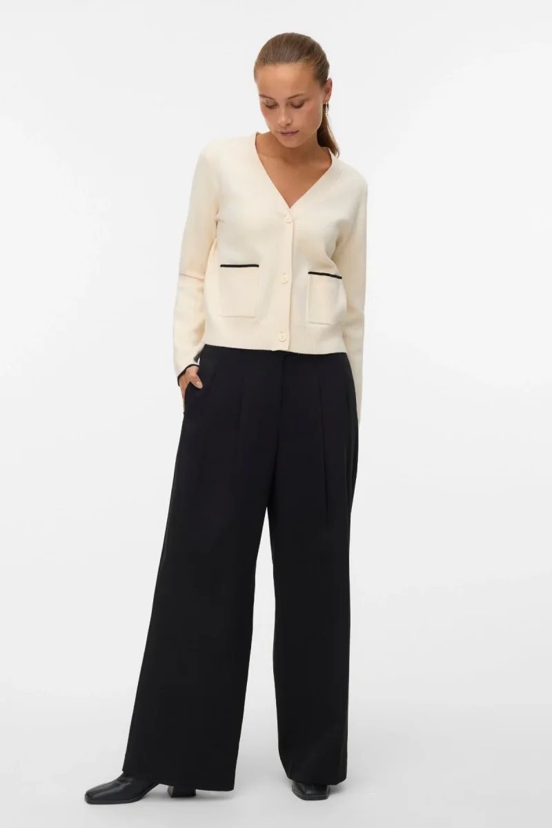 Cardigan dorato con scollo a V a contrasto - Birch W. Nero - immagine 5