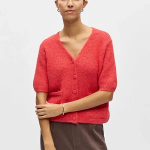 Cardigan in maglia con scollo a V Saggia - Poinsettia Melange