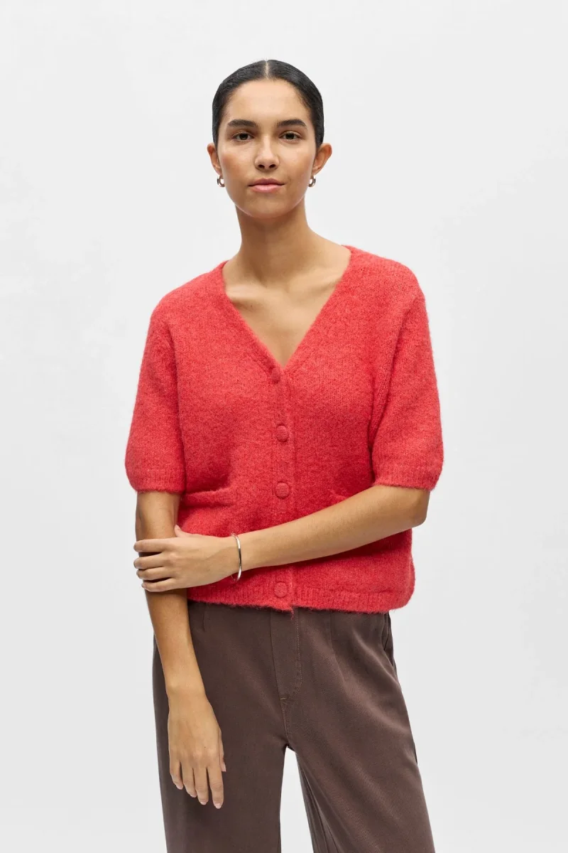 Cardigan in maglia con scollo a V Saggia - Poinsettia Melange - immagine 2