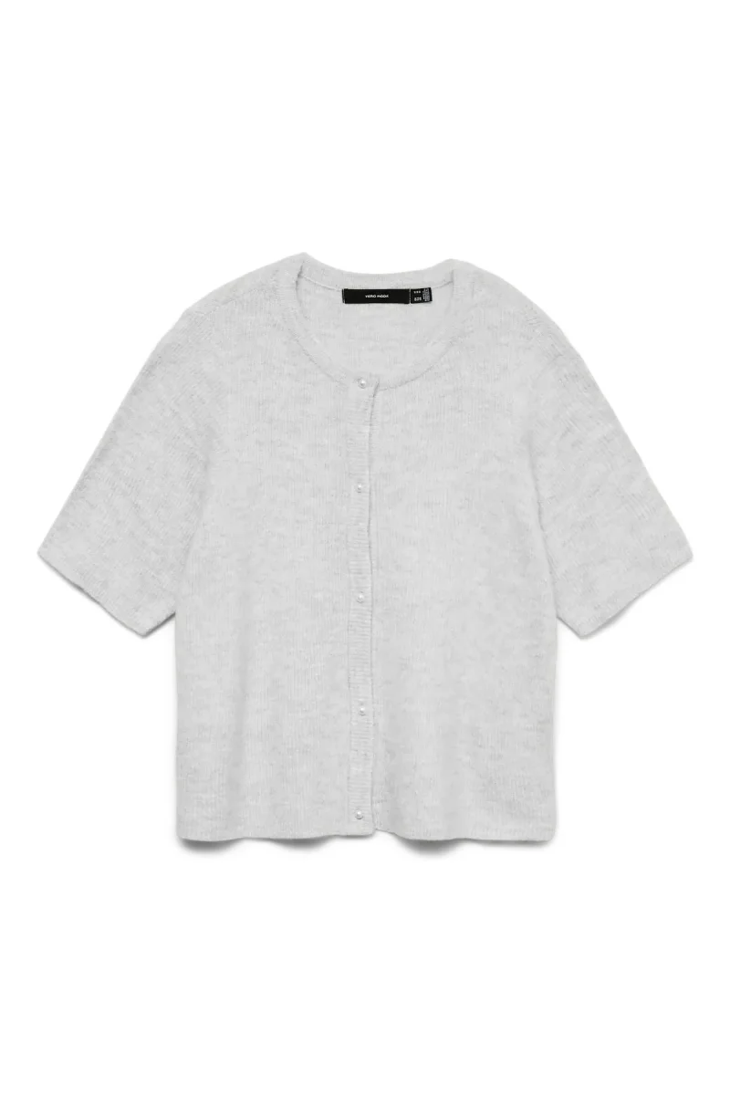 Cardigan Lefile con perle a 2/4 scollo a O - Grigio chiaro melange