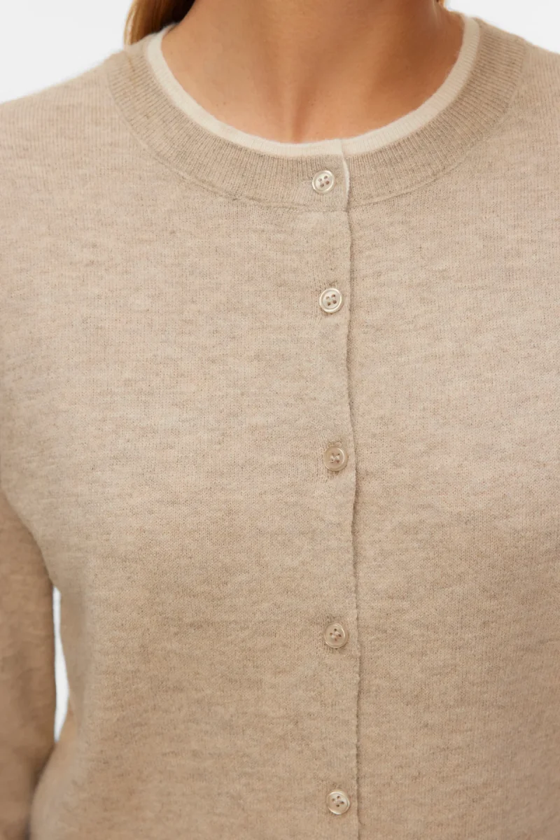 Meraviglioso cardigan con scollo a O - visone argento melange con. Betulla - immagine 4