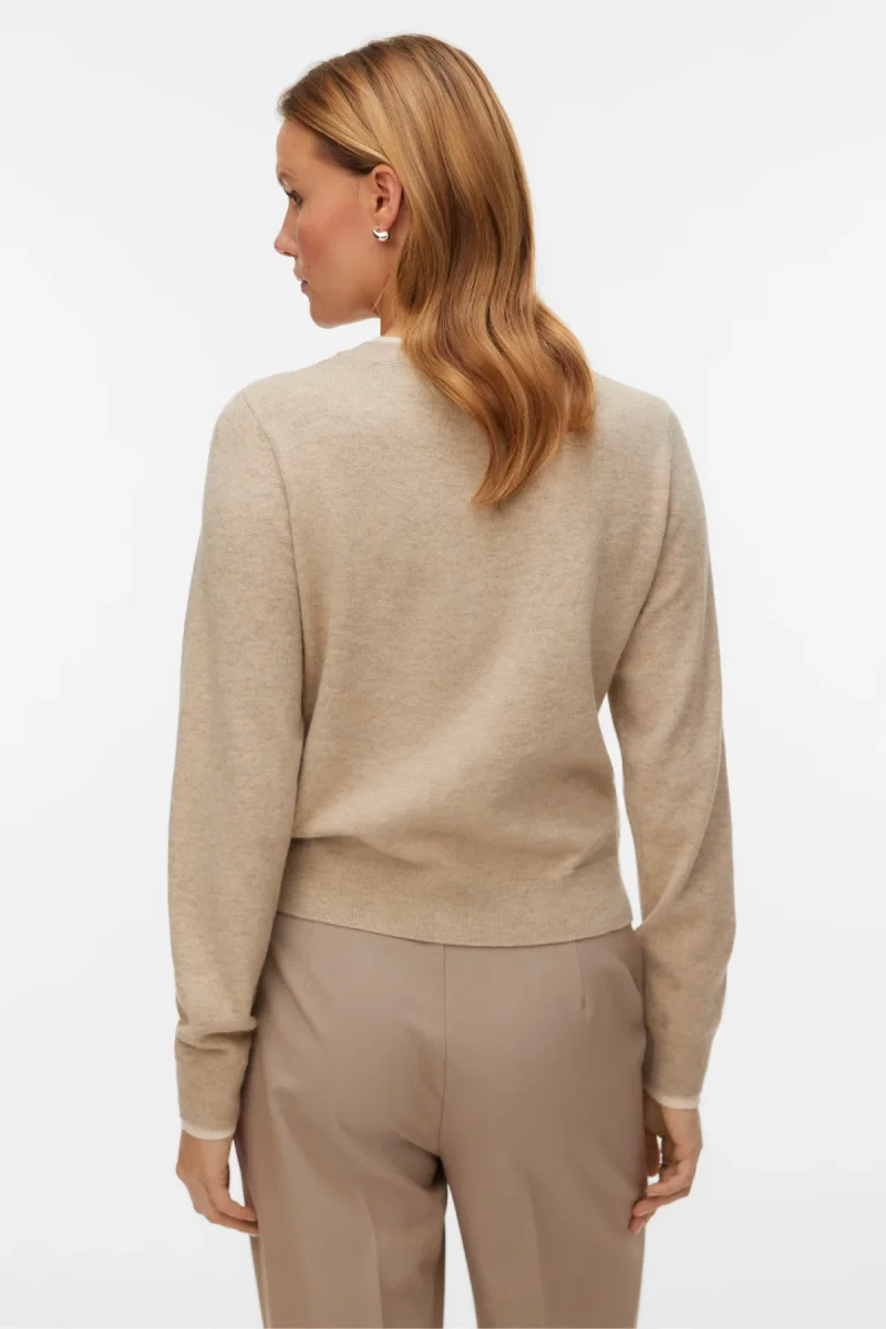 Meraviglioso cardigan con scollo a O - visone argento melange con. Betulla - immagine 5