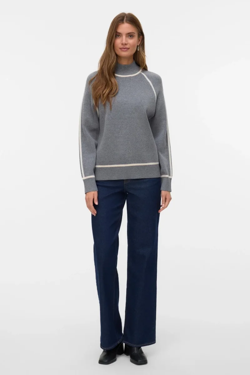 Pullover a collo alto dorato - Grigio medio con betulla - immagine 3