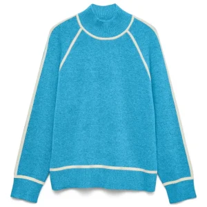 Pullover a collo alto dorato - Blu Alaska con betulla