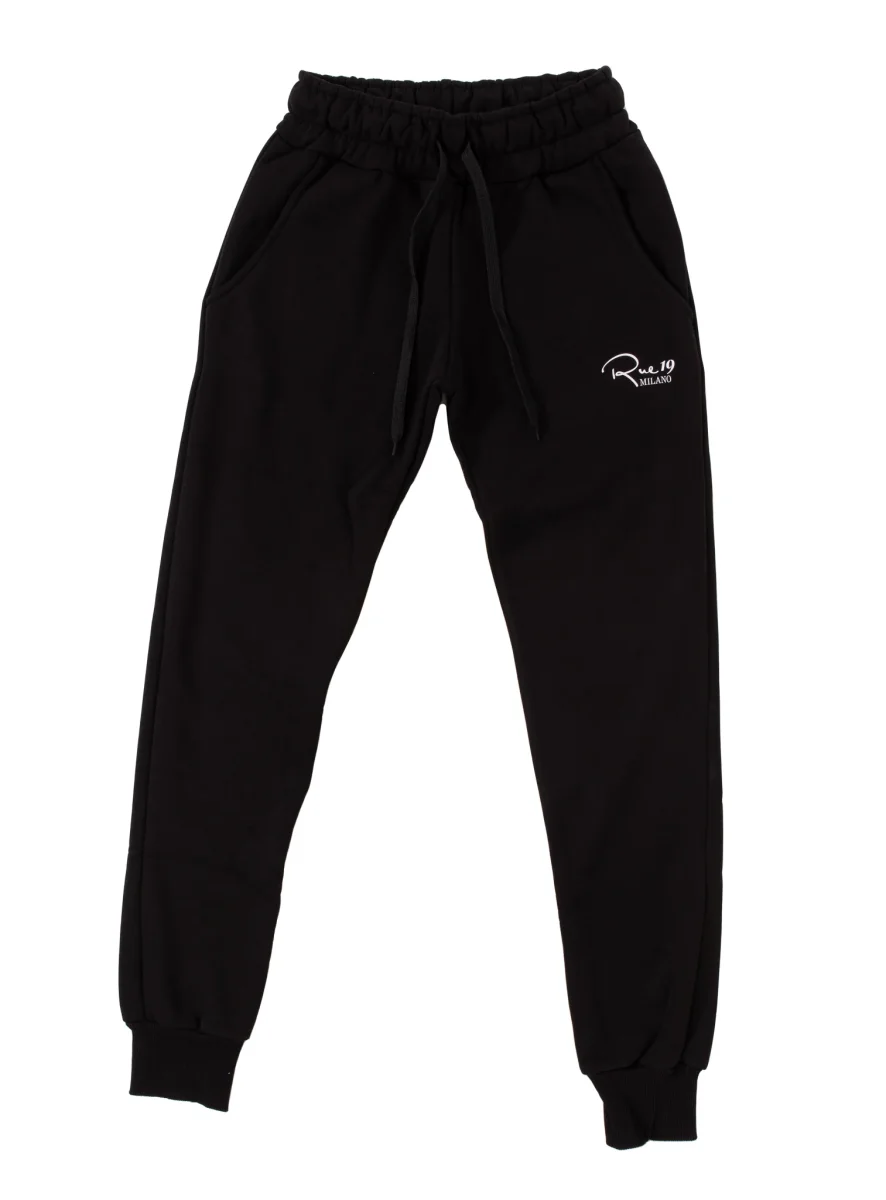 Pantalone jogger sportivo nero con logo Rue 19 milano normal fit - immagine 5