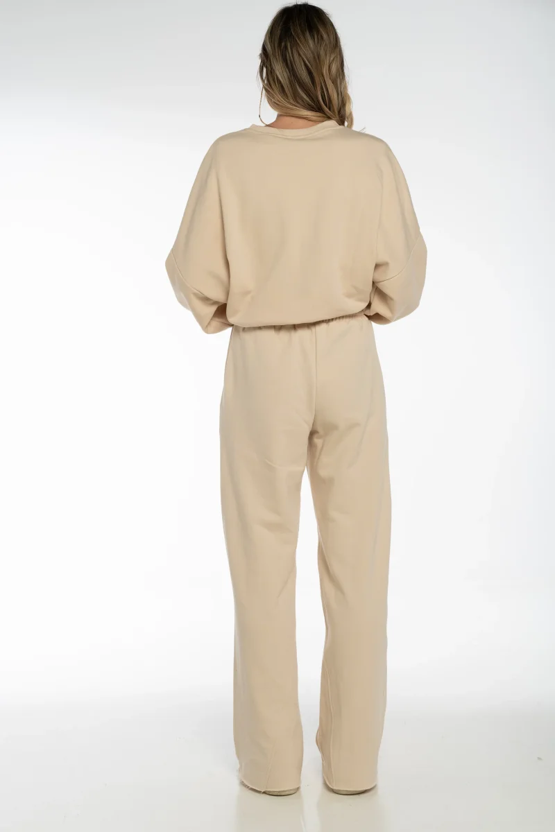 Pantalone jogger beige con fondo ampio - immagine 4