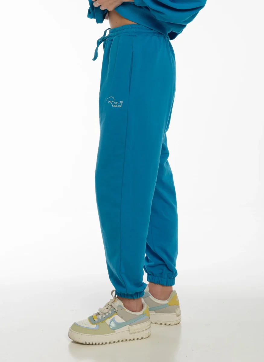 Pantalone Jogger azzurro con ricamo Rue 19 Milano - immagine 3