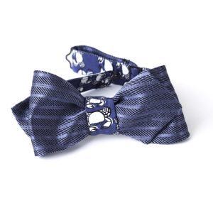 Bow Tie reversibile, blu e fantasia animalier