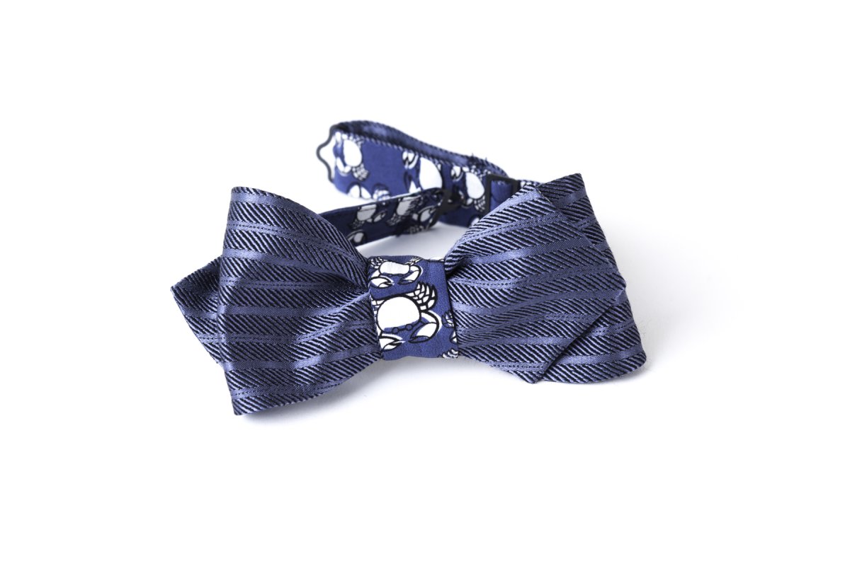 Bow Tie reversibile, blu e fantasia animalier - immagine 2