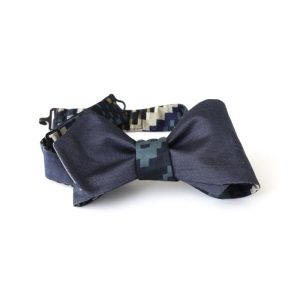 Bowtie reversibile, multicolore verde, bordeaux con blu elettrico