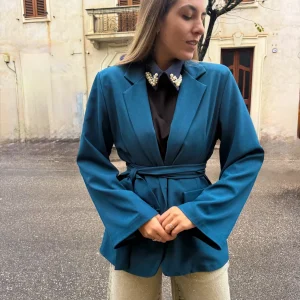 Blazer “Grace Belt” ottanio