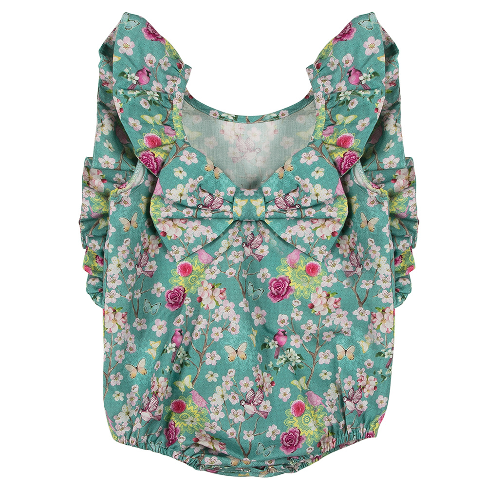 Terminato Body fiocco Anna azzurro fiori - immagine 3