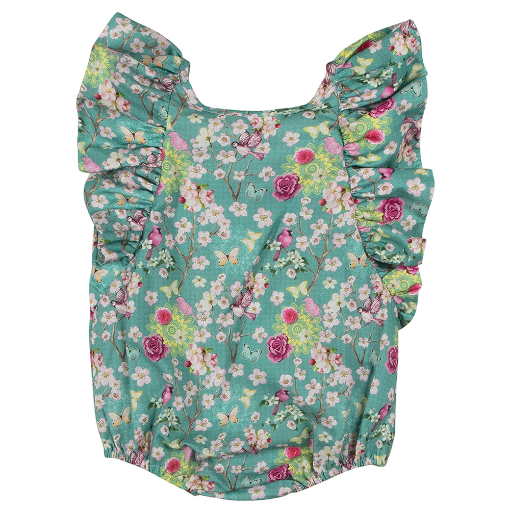 Terminato Body fiocco Anna azzurro fiori - immagine 2