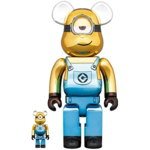 BEARBRICK 100% 400% MINIONS STUART CHROME VERSION