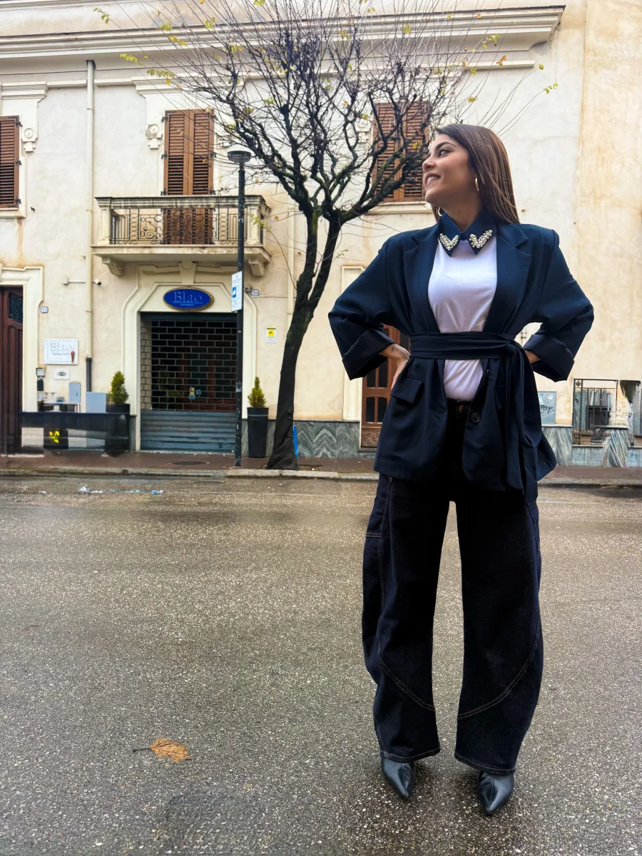 Blazer “Grace Belt” blu - immagine 3