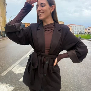 Blazer “Grace Belt” marrone
