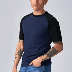 T-shirt Raglan di base-Navy nero