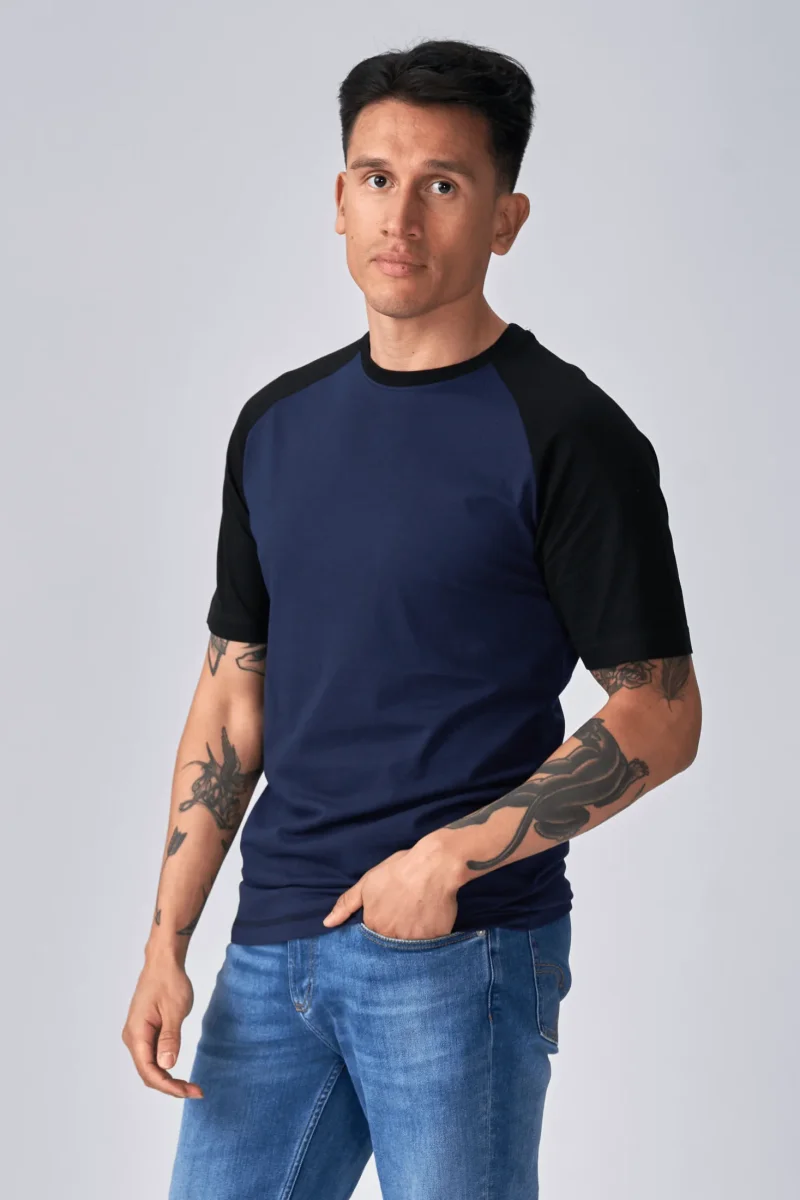T-shirt Raglan di base-Navy nero - immagine 2