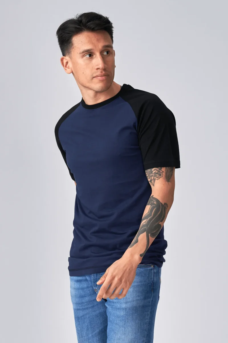 T-shirt Raglan di base-Navy nero - immagine 3