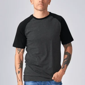 T-shirt Raglan di base-grigio nero-buio
