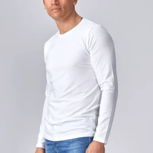 T-shirt muscolare a maniche lunghe-bianco