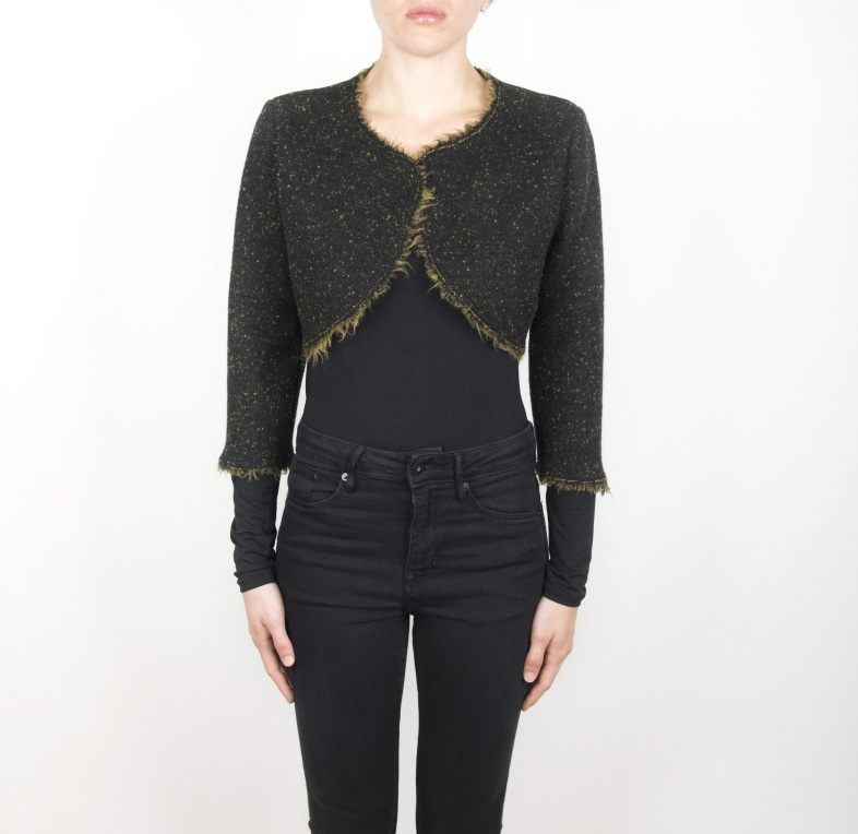 Bolerino corto nero in lana cotta - immagine 3