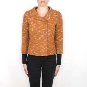 Giubbino sfoderato donna in lana cotta, arancione maculato