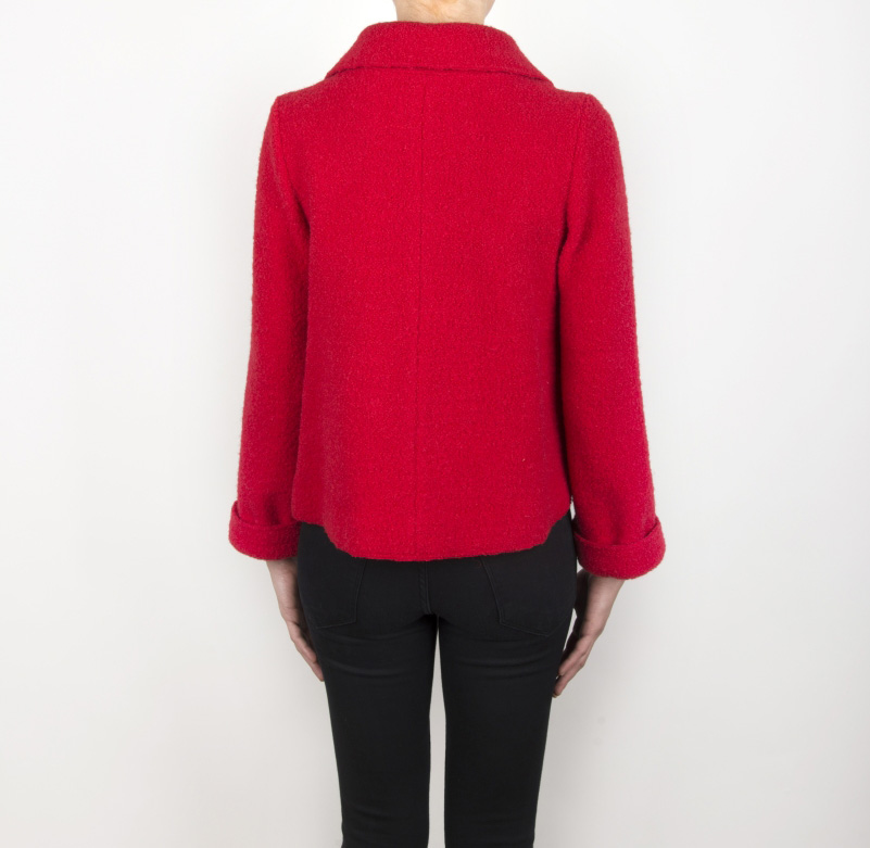 Giacca rossa doppio petto geometrico in lana cotta - immagine 3