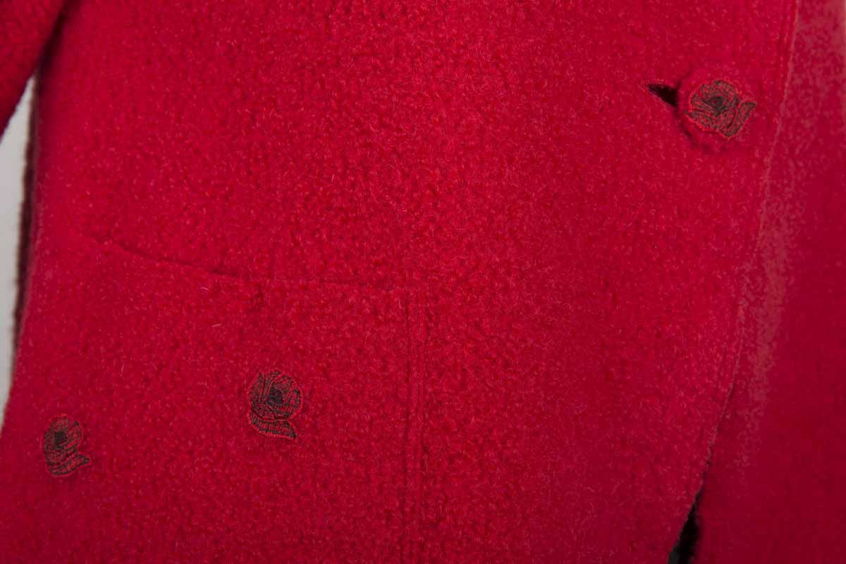 Giacca rossa doppio petto geometrico in lana cotta - immagine 4