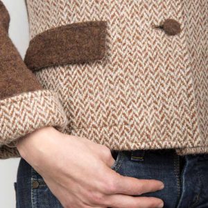 Giacca tweed in lana e lana cotta marrone