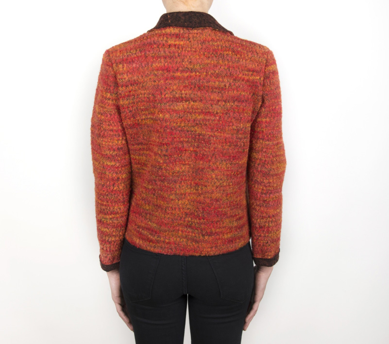 Cardigan donna rosso fiammato in lana cotta - immagine 3