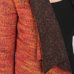 Cardigan donna rosso fiammato in lana cotta