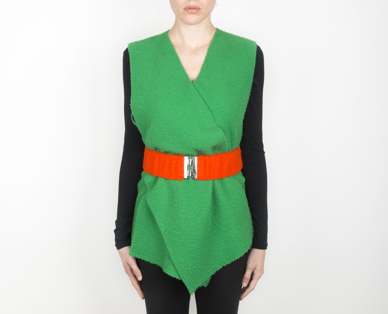 Gilet verde o arancione in panno casentino - immagine 2